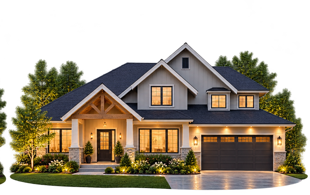 A single-family home with a driveway and garage, the kind of property cash buyers purchase
